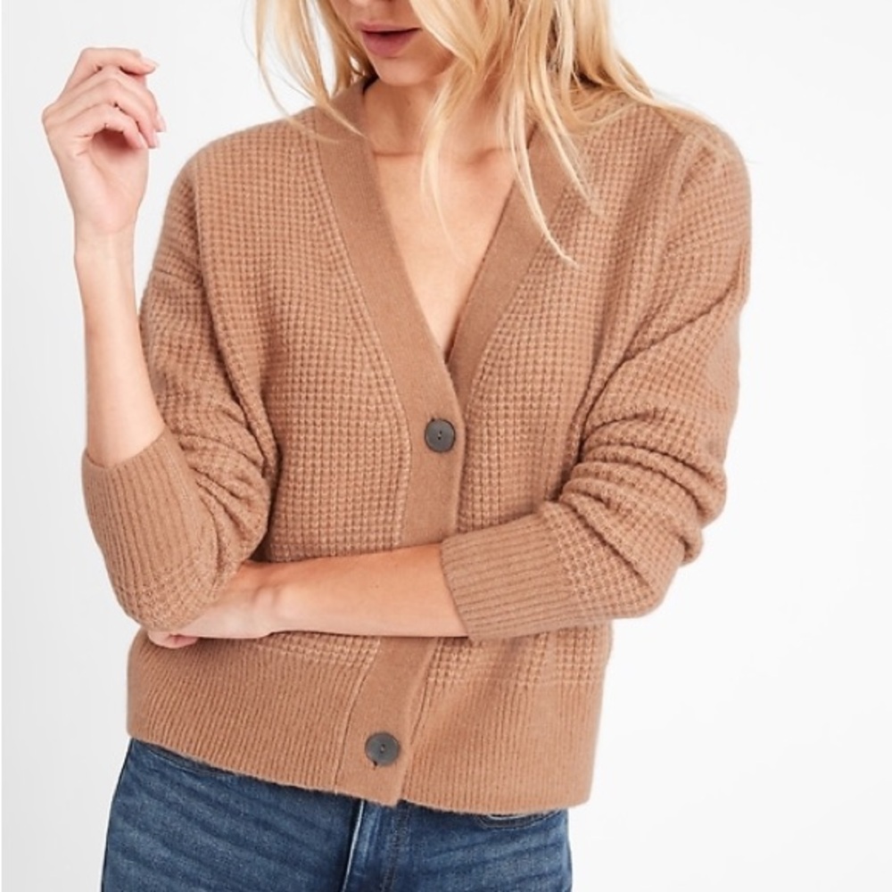 Banana Republic Aire Waffle-Knit Cardigan Sweater